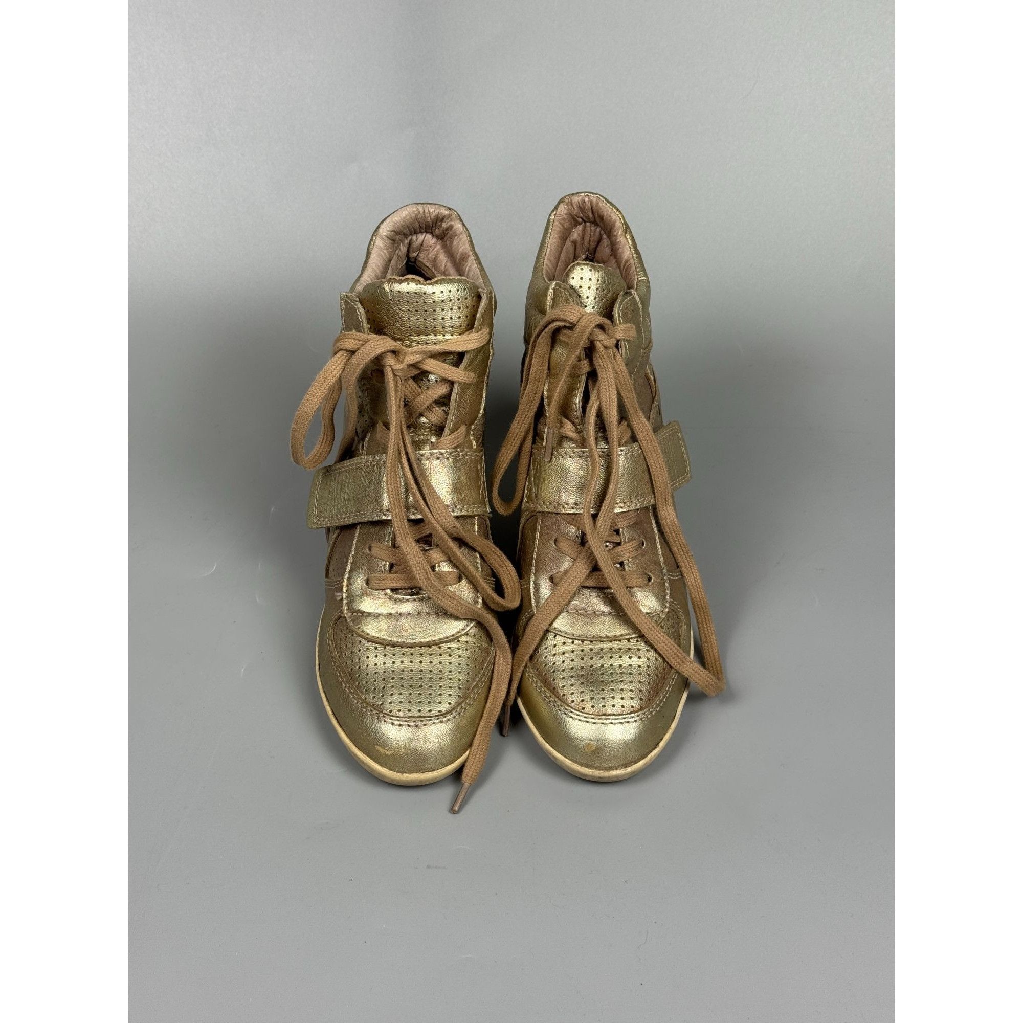 ASH ASH Bowie Hidden Wedge Gold Isabel Marant Type Sneakers Size US 8 / IT 38 - 3 Thumbnail