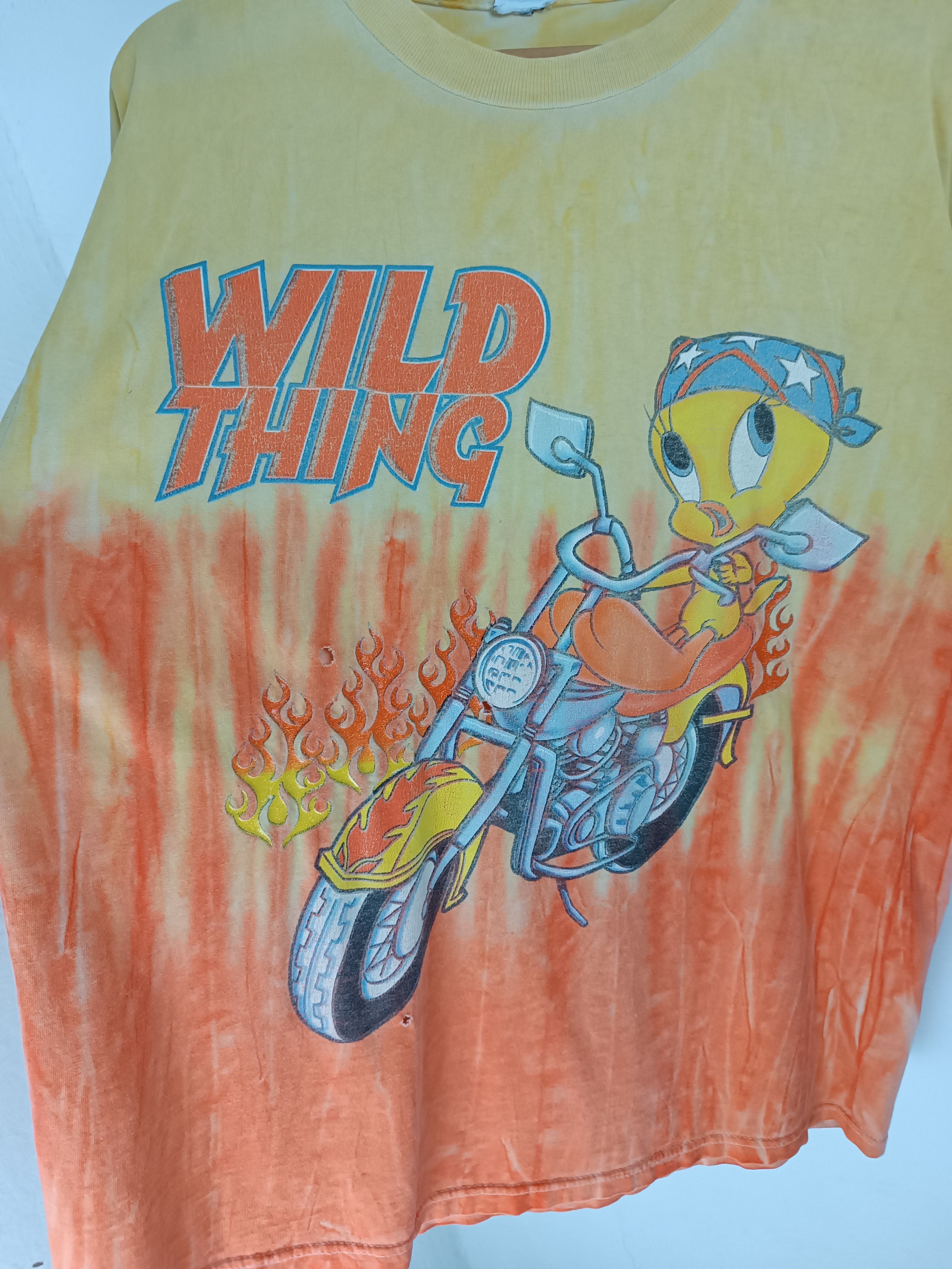 Disney VINTAGE 90'S TWEETY WILD THING HARLEY DAVIDSON AOP TEE RARE Size US L / EU 52-54 / 3 - 9 Thumbnail