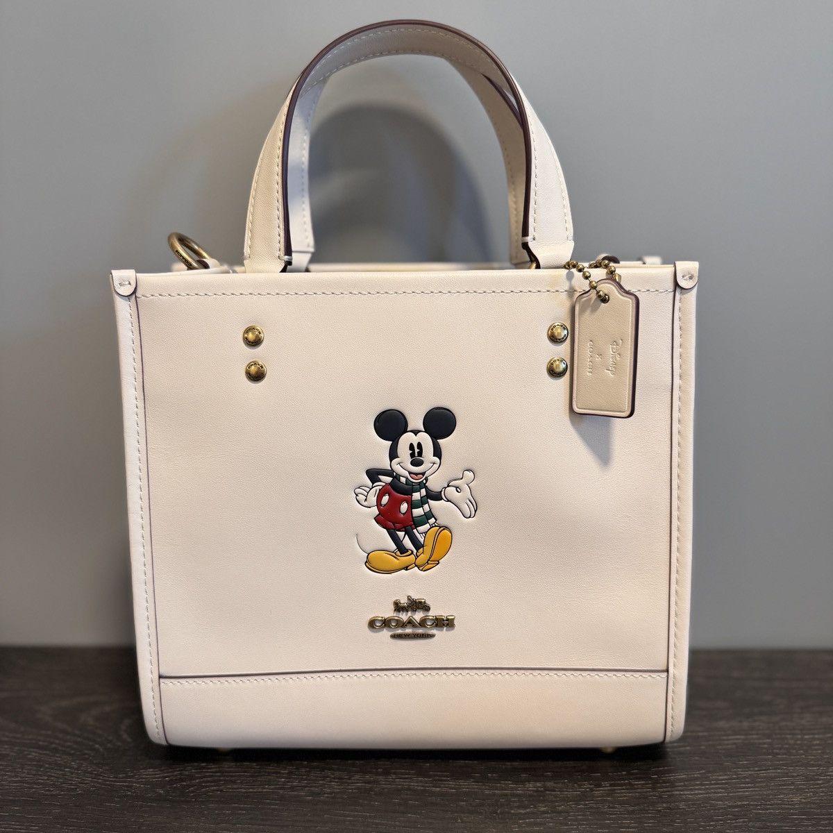image of Disney X Coach Dempsey Tote 22 With Mickey Mouse Cm843 Chalk in White, Women's