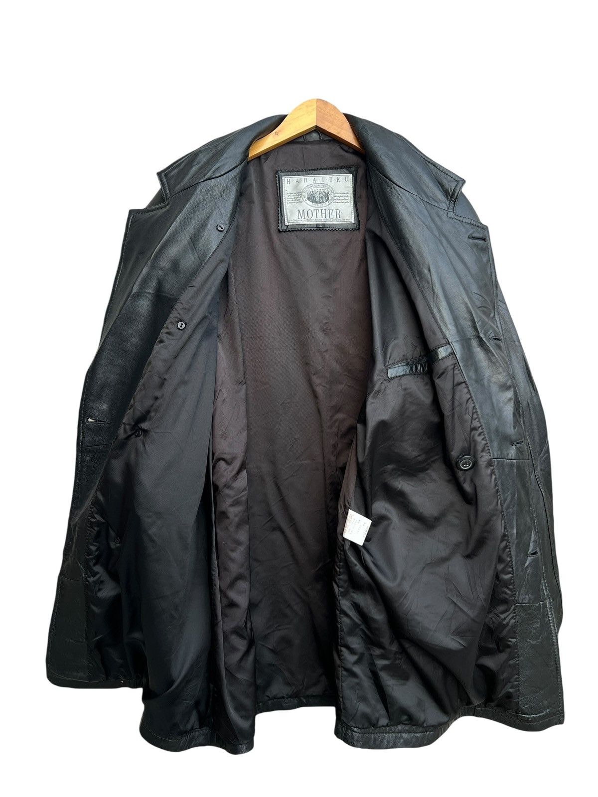 Vintage Vintage 90s Harajuku Mother Coat Black Leather Jacket Size US L / EU 52-54 / 3 - 4 Thumbnail