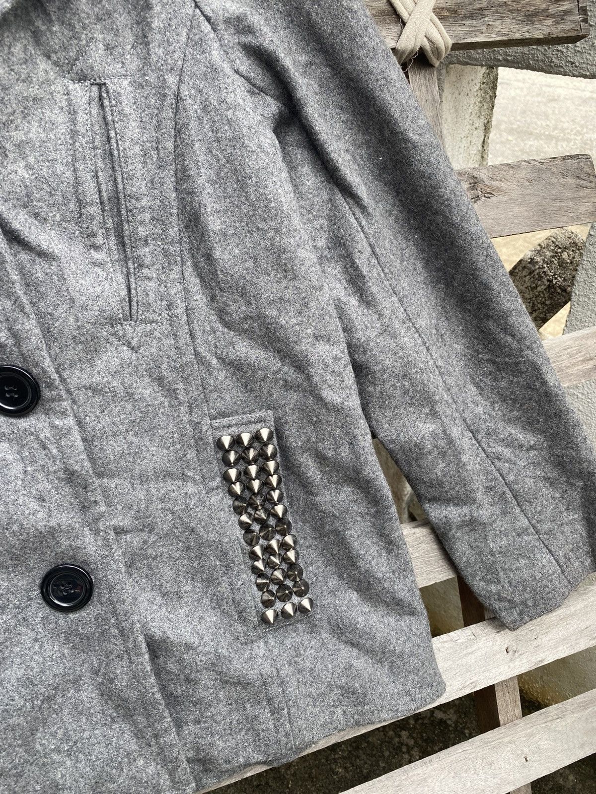 Japanese Brand × Vintage Wool-Blend Double-Breasted Peacoat Jacket - Studded Pocket Size S / US 4 / IT 40 - 3 Thumbnail