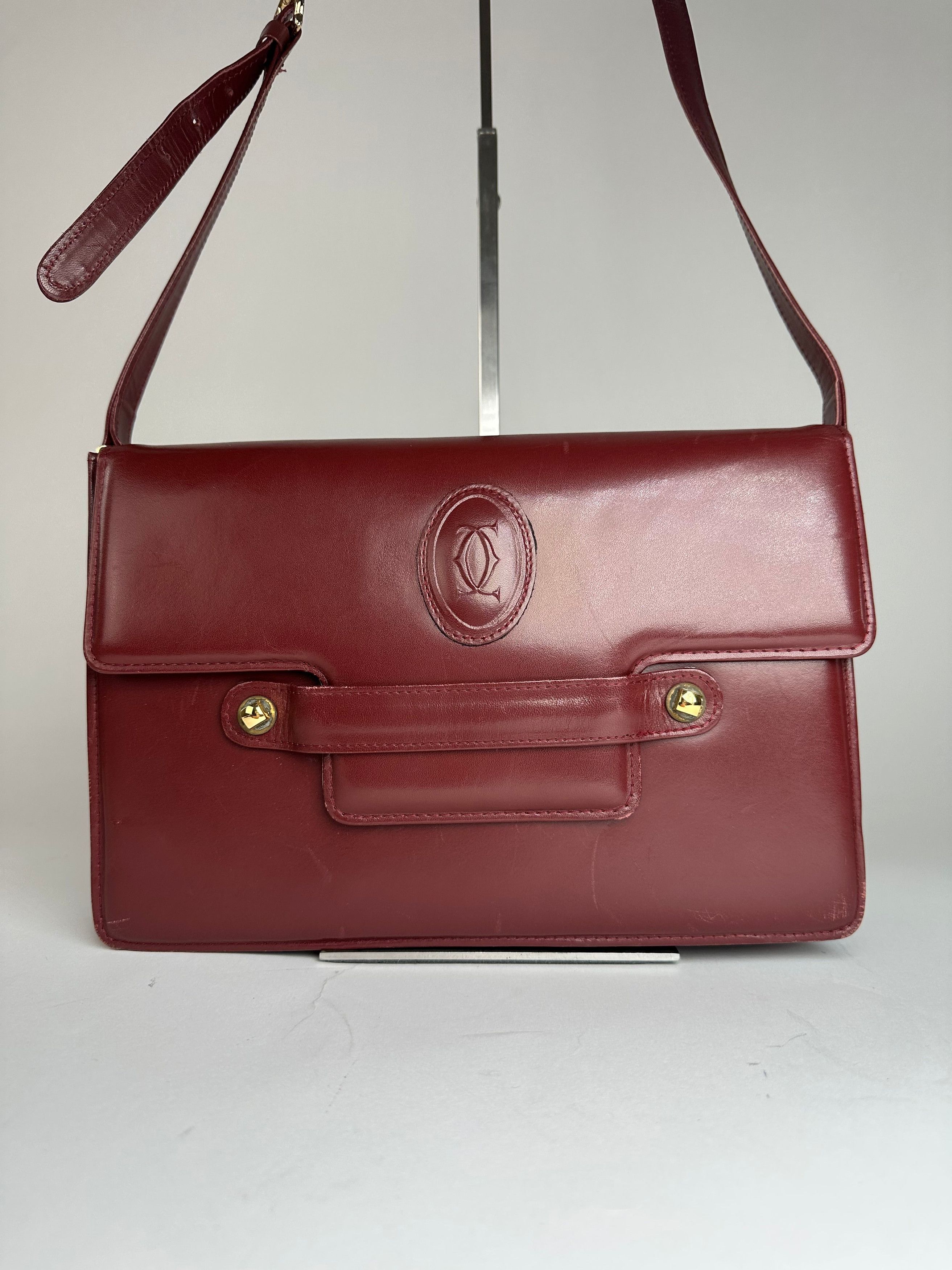 Cartier Vintage Logo Leather Bag Burgundy Size ONE SIZE - 1 Thumbnail