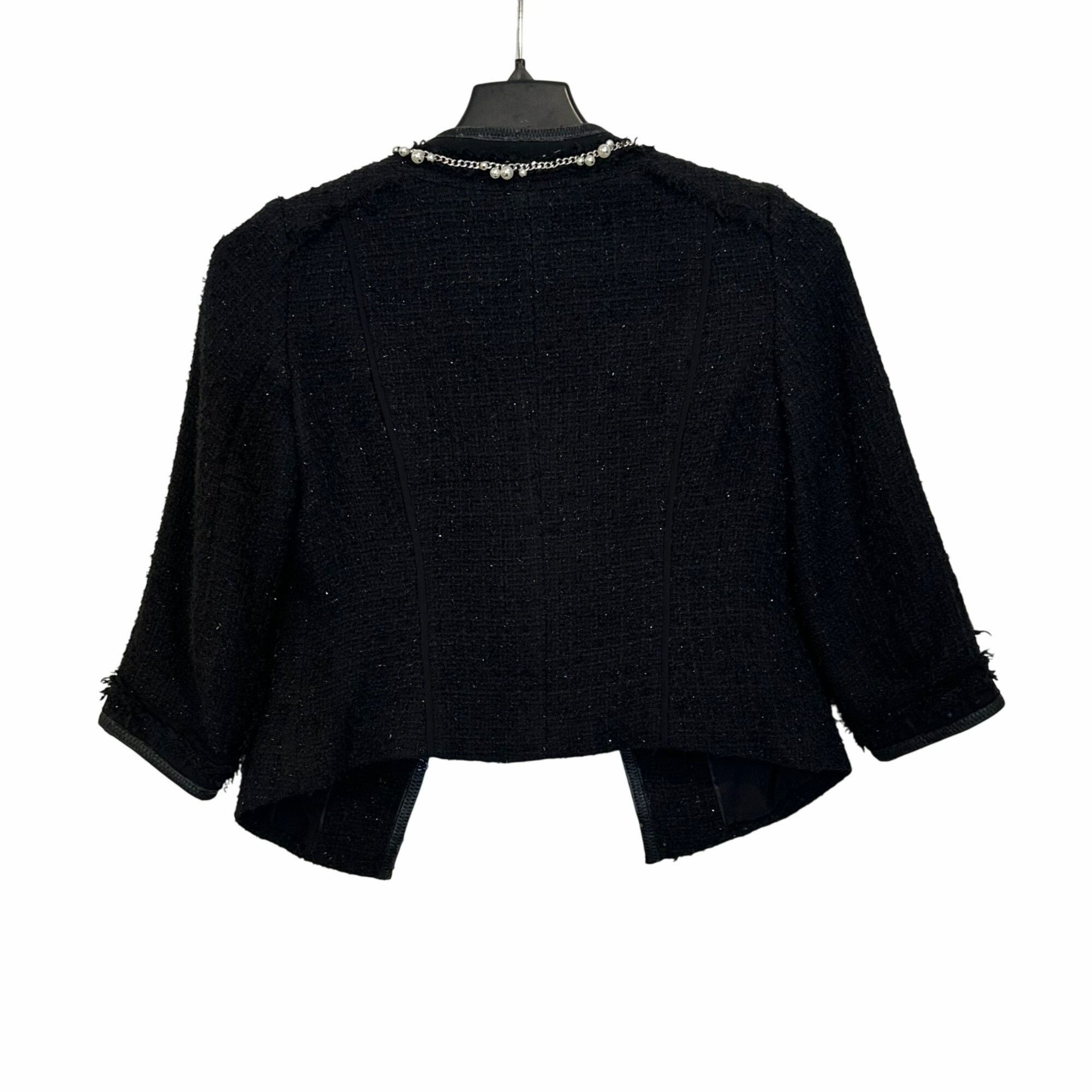 White House Black Market ✨White House Black Market Women's Black Tweed Jacket With Pe Size XS / US 0-2 / IT 36-38 - 2 Thumbnail