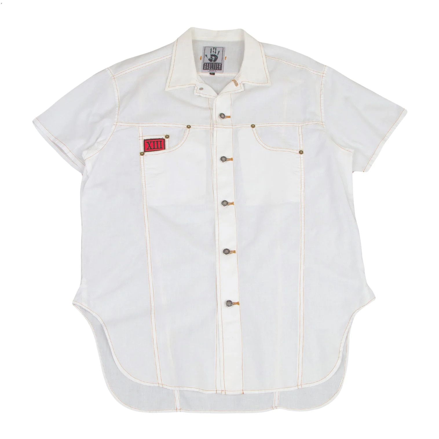 Jean Paul Gaultier Pocket Design Short Sleeve Shirt in White Size 40 Size US XXL / EU 58 / 5 - 1 Thumbnail