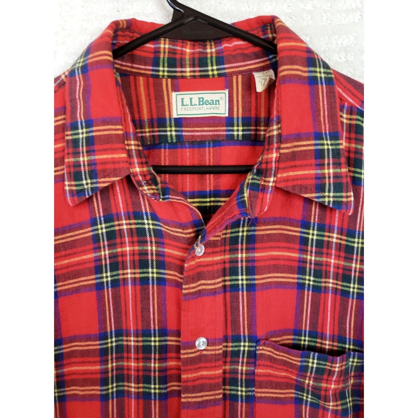 Vintage LL Bean Flannel Shirt Mens XLT Red Tartan Plaid Long Sleeve Button Up Button-Up Casual Outdoor All Seasons Mens XLT Red Flagstone Plaid (LL Bean) Size US XL / EU 56 / 4 - 5 Thumbnail