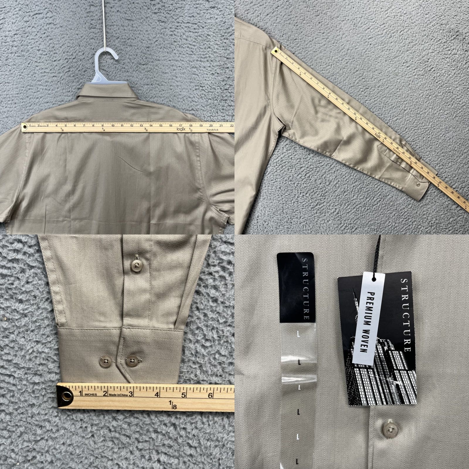 Sears Sears Structure Shirt Mens Large Tan Woven Textured Long Sleeve Button Up Size US L / EU 52-54 / 3 - 9 Thumbnail