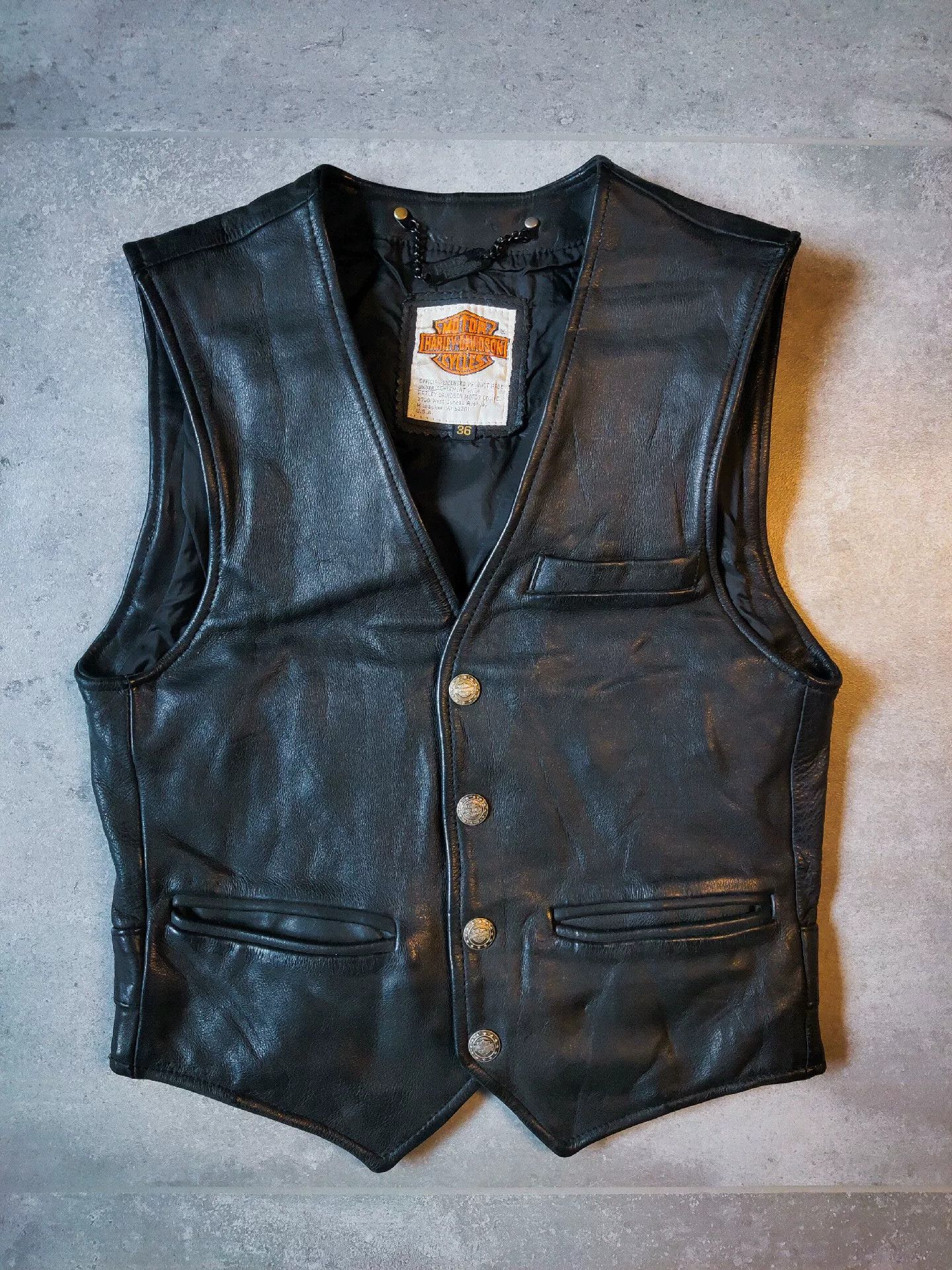Harley Davidson Vintage Harley Davidson Leather Vest Size US M / EU 48-50 / 2 - 1 Thumbnail