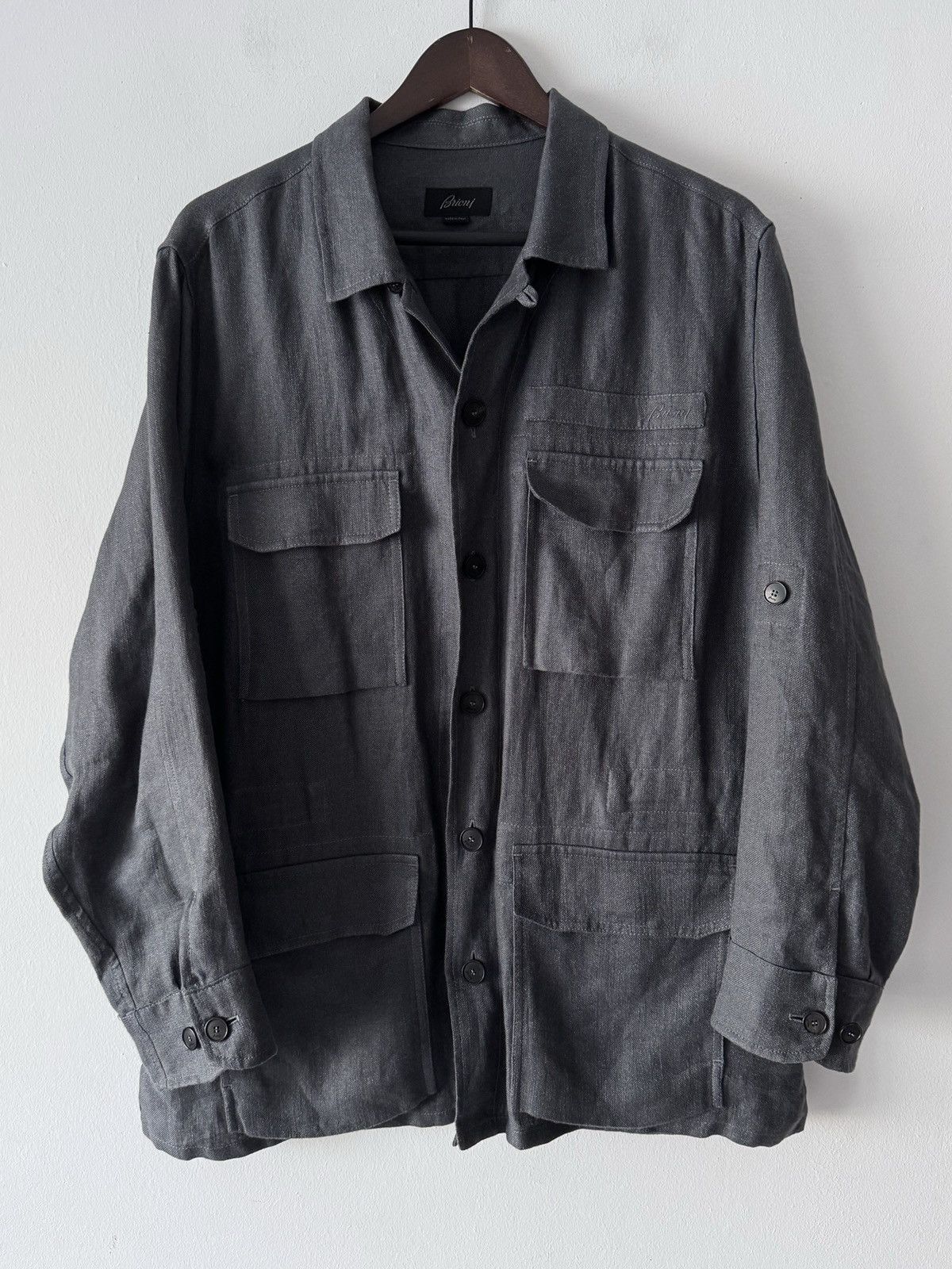 Brioni 🔥🔥 2700$ Brioni Linen And Silk Safary Jacket Size US XL / EU 56 / 4 - 1 Thumbnail