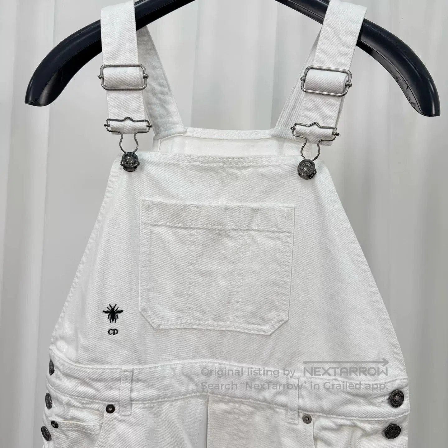 Dior Dior Embroidered Bee White Denim Overalls. Size 33" - 3 Thumbnail