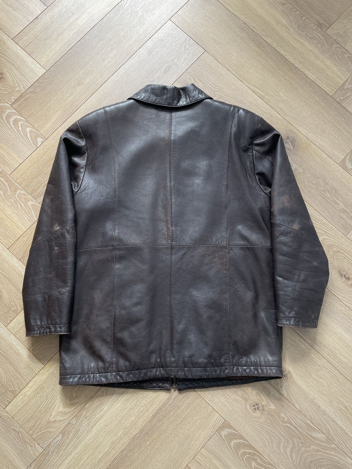 Vintage Washed Brown Retro 90s Genuine Real Leater Bomber Punk Rock Size US M / EU 48-50 / 2 - 6 Thumbnail