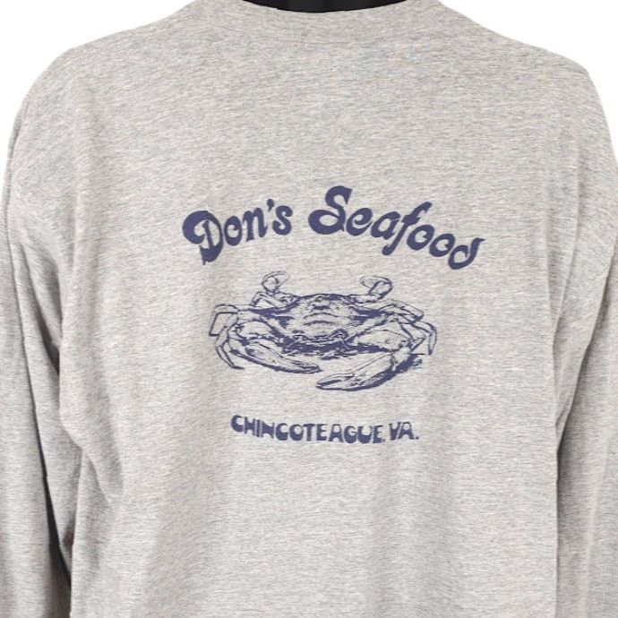 Fruit Of The Loom VINTAGE Fruit of the Loom T-Shirt Mens 2XL Gray 90s Dons Seafood Crab Chincoteague Virginia Shirt Mens 2XL Gray 90s Souvenir Size US XXL / EU 58 / 5 - 2 Thumbnail