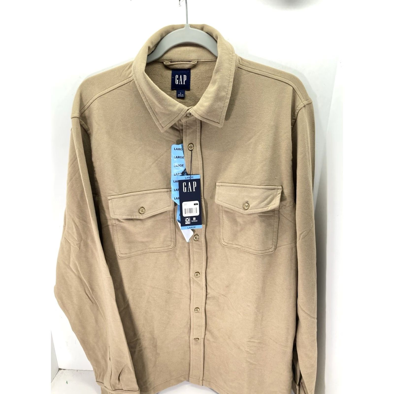 Gap Gap Shirt Men L Brown Knit Button Long Sleeve Cotton Blend Stretch NWT Size US L / EU 52-54 / 3 - 2 Thumbnail