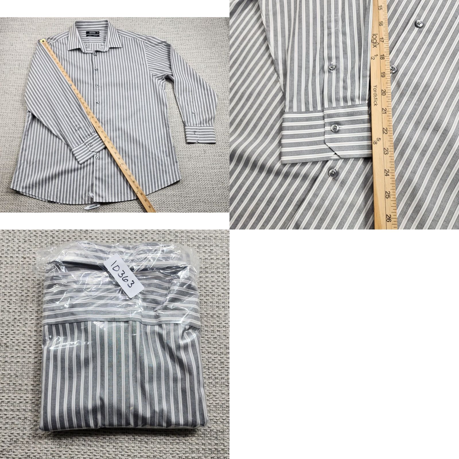 Murano Murano Shirt Mens 17.5 34 Slim Dress Non Iron Striped Button Up Size 48R - 9 Thumbnail