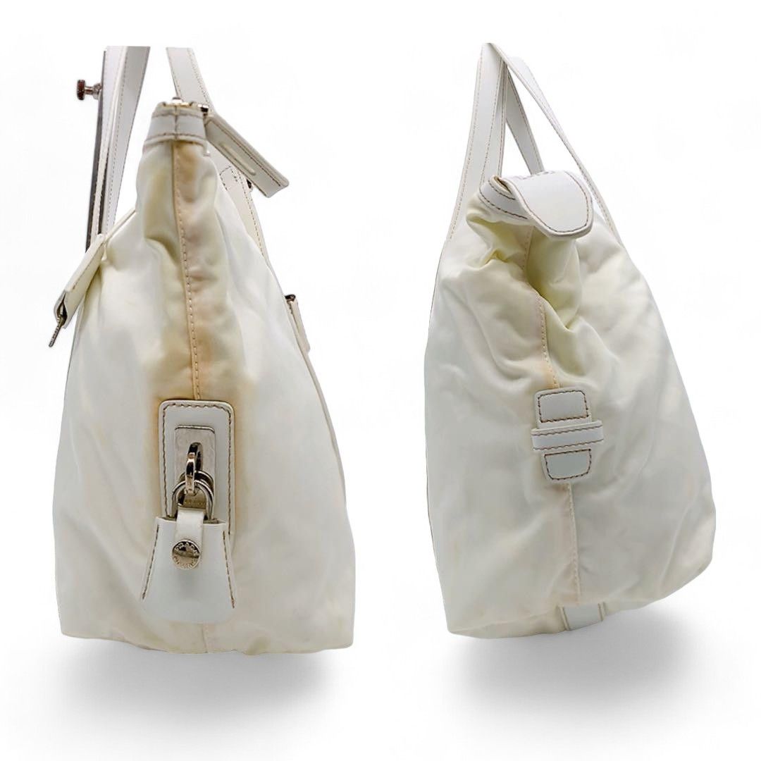 Prada Prada - White Nylon Handbag Triangle Logo Plate Size ONE SIZE - 5 Thumbnail