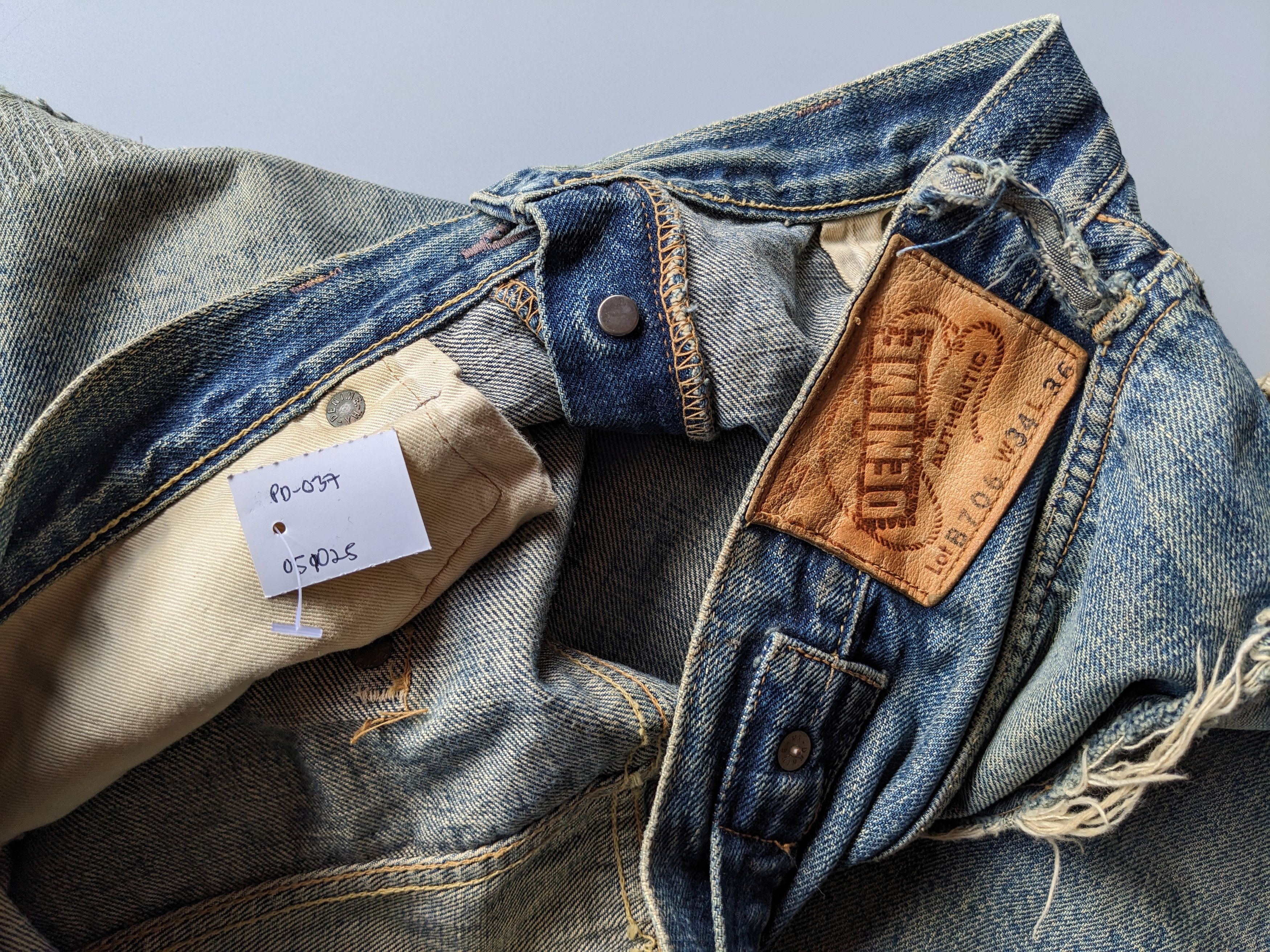 Denime Vintage DENIME distressed ripped selvedge jeans Size US 32 / EU 48 - 14 Thumbnail