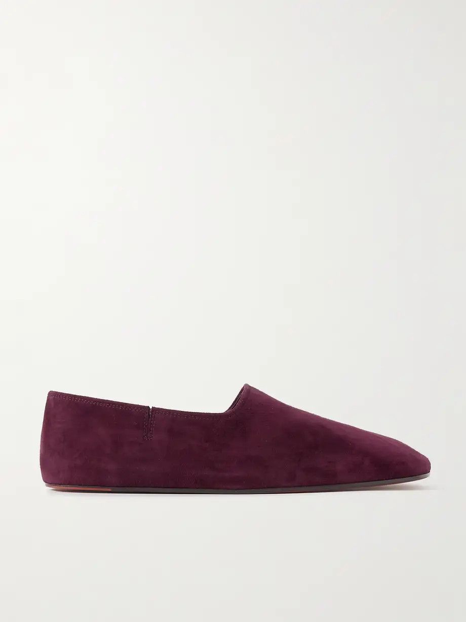 Loro Piana o1srvl11e0225 Gravina suede Slippers in Plum Size US 10 / IT 40 - 1 Thumbnail