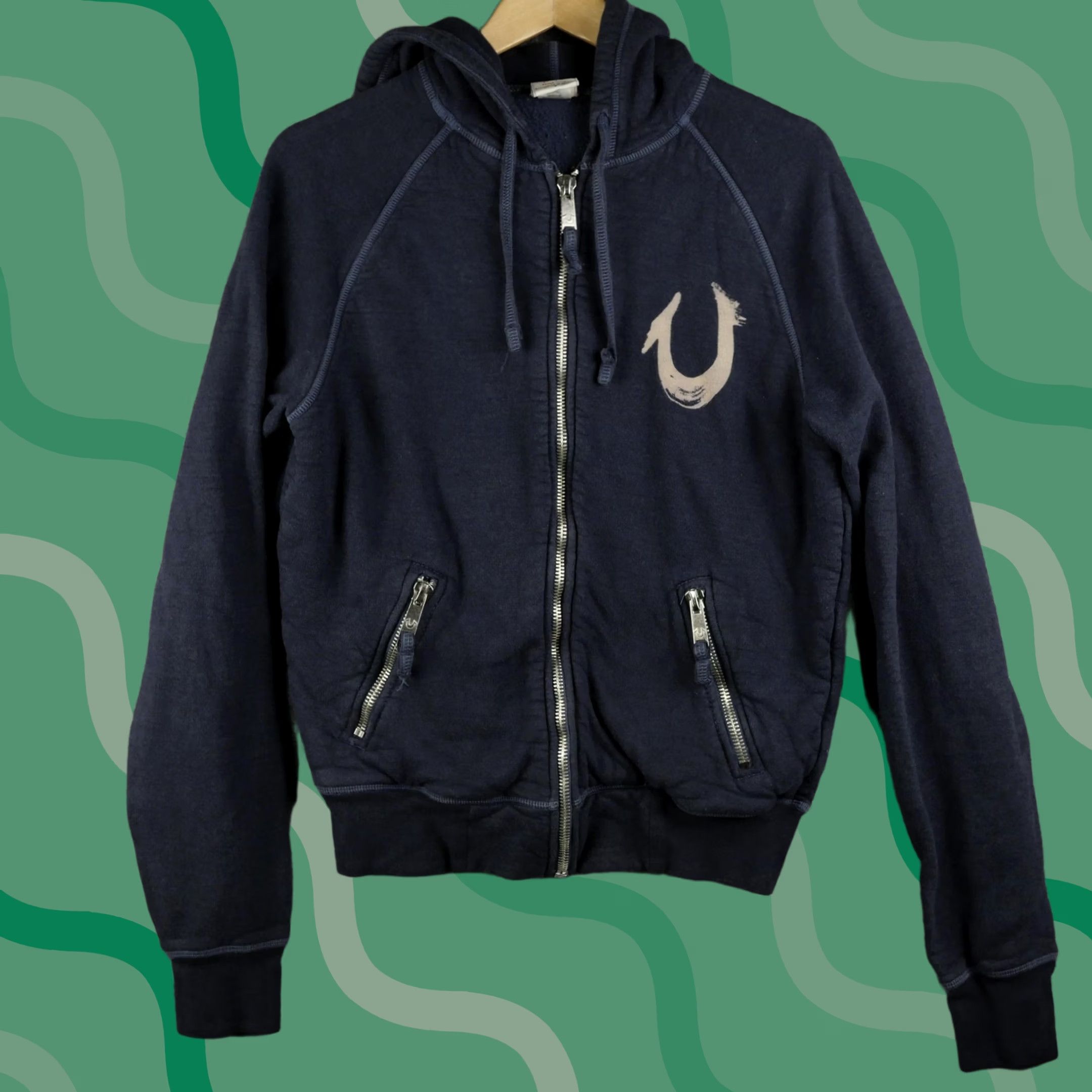True Religion True Religion Hoodie Mens S Blue Full Zip Fleece Horseshoe Logo Sweatshirt Size US S / EU 44-46 / 1 - 1 Thumbnail