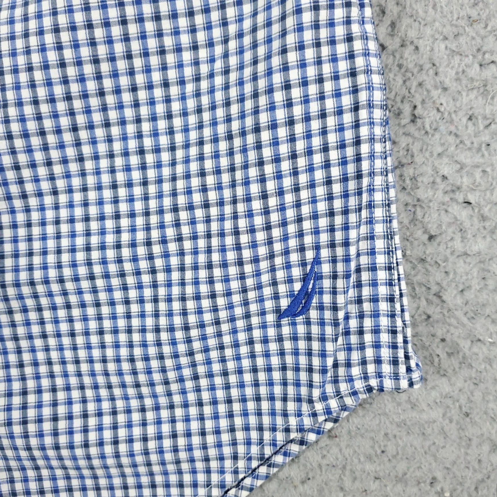 Nautica Nautica Mens Large Blue Plaid Button-Up Short Sleeve Shirt Casual Stained Size US L / EU 52-54 / 3 - 3 Thumbnail