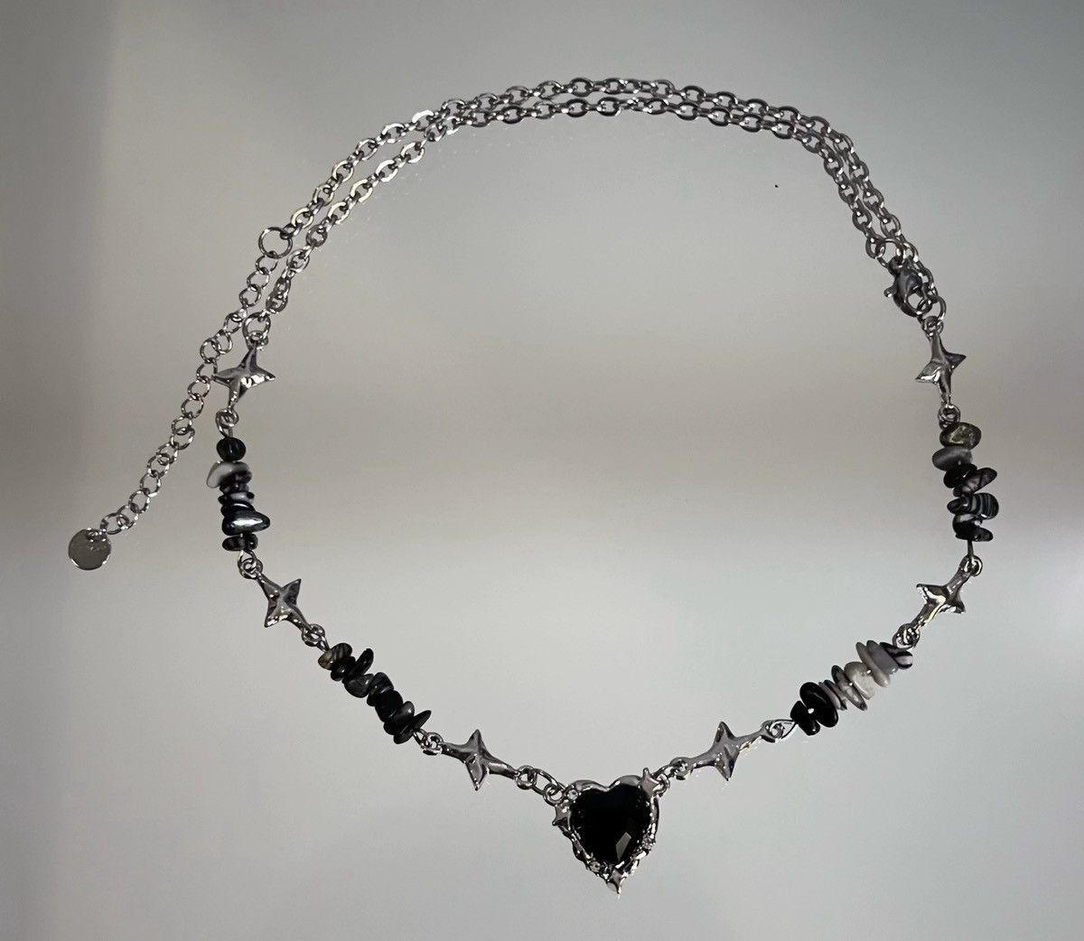 Japanese Brand Retro punk black heart star stone chain necklace choker y2k Size ONE SIZE - 4 Thumbnail
