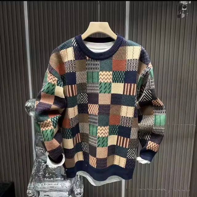 Japanese Brand Plaid Simplicity Trend Temperament Knitting Top Sweater Size US M / EU 48-50 / 2 - 4 Thumbnail