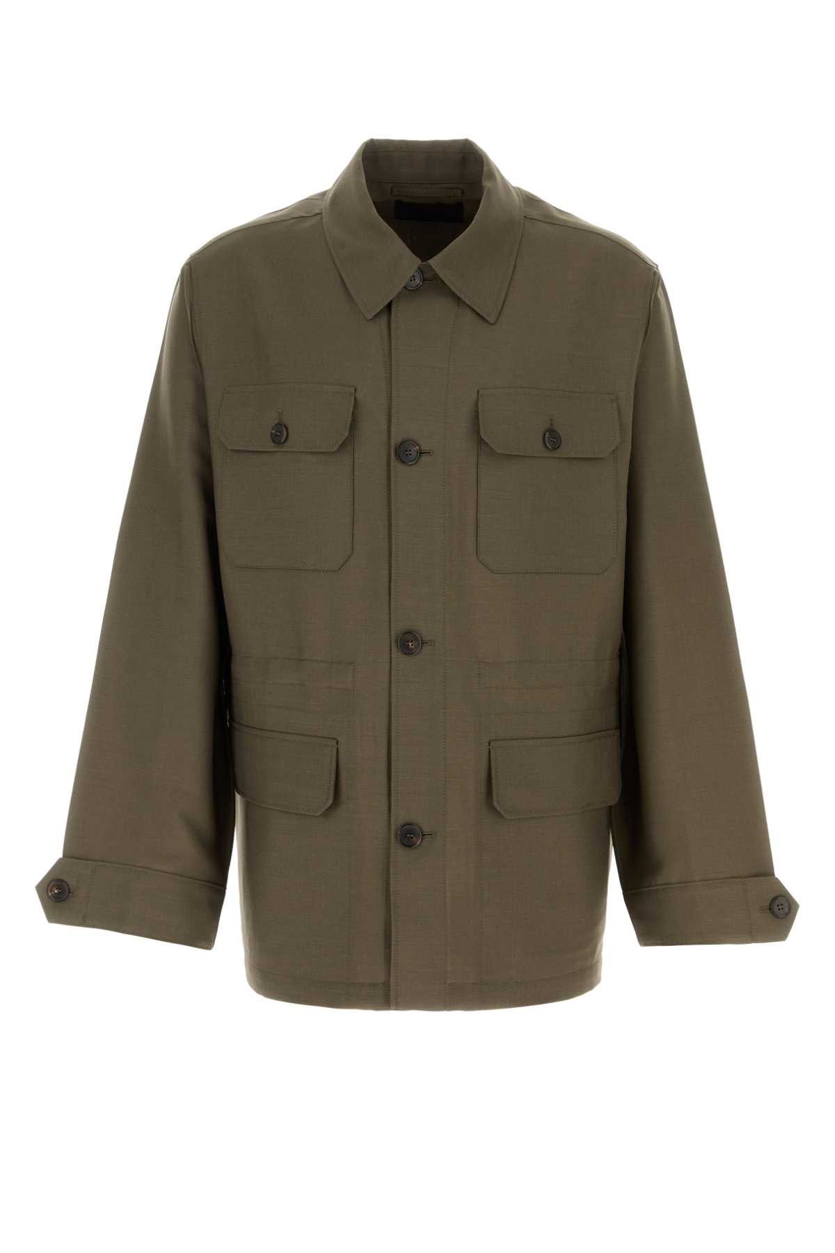 Prada Olive Green Mohair Blend Jacket Size US M / EU 48-50 / 2 - 1 Thumbnail