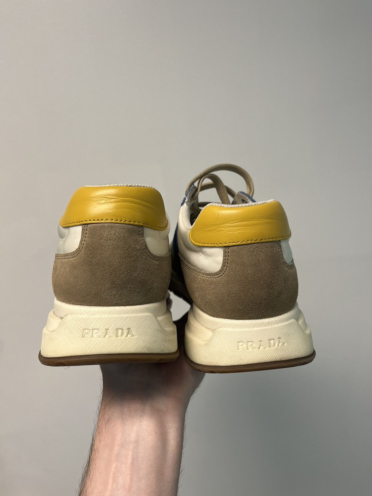 Prada PRADA Suede Nylon PRAX01 Sneakers Beige Blue White Size US 9.5 / EU 42-43 - 5 Thumbnail