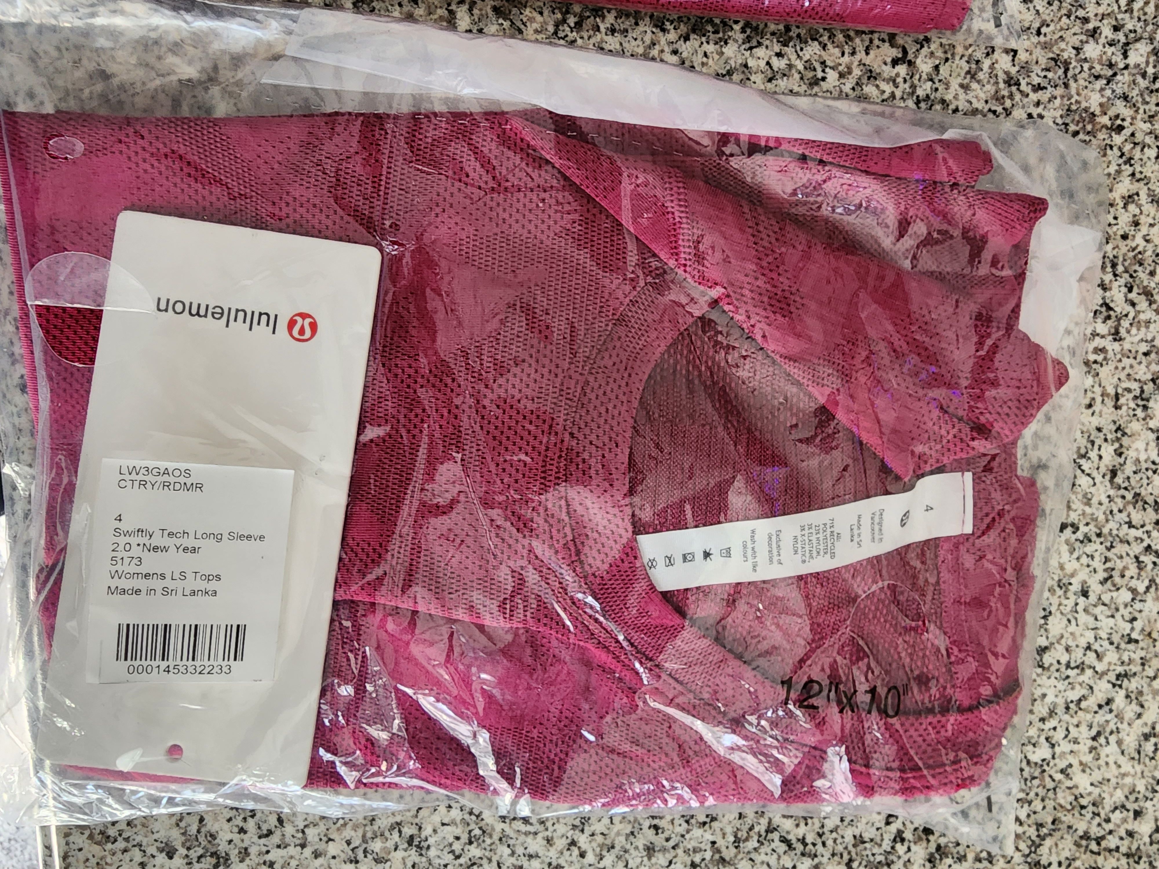 image of Lululemon New Year Swiftly Long Sleeve Shirt 2.0 Rabbit 4 in Rabbit All Over Print Ripened Raspberr
