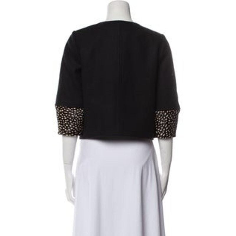 Tory Burch Tory Burch Peggy Calf Half Trimmed Wool Blend Jacket Black Size XL / US 12-14 / IT 48-50 - 12 Thumbnail
