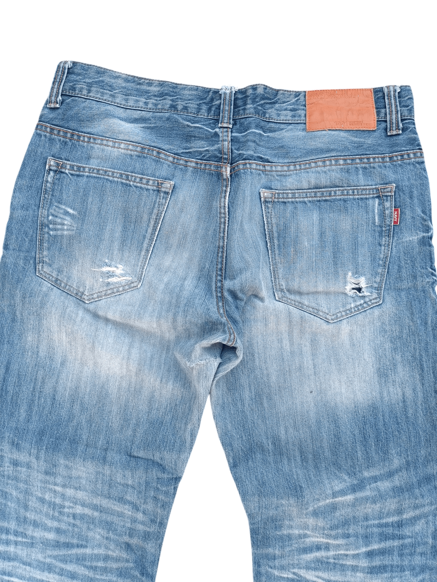 Japanese Brand Navy Produce Distressed Whiskers Faded Denim E206 Size US 34 / EU 50 - 17 Thumbnail