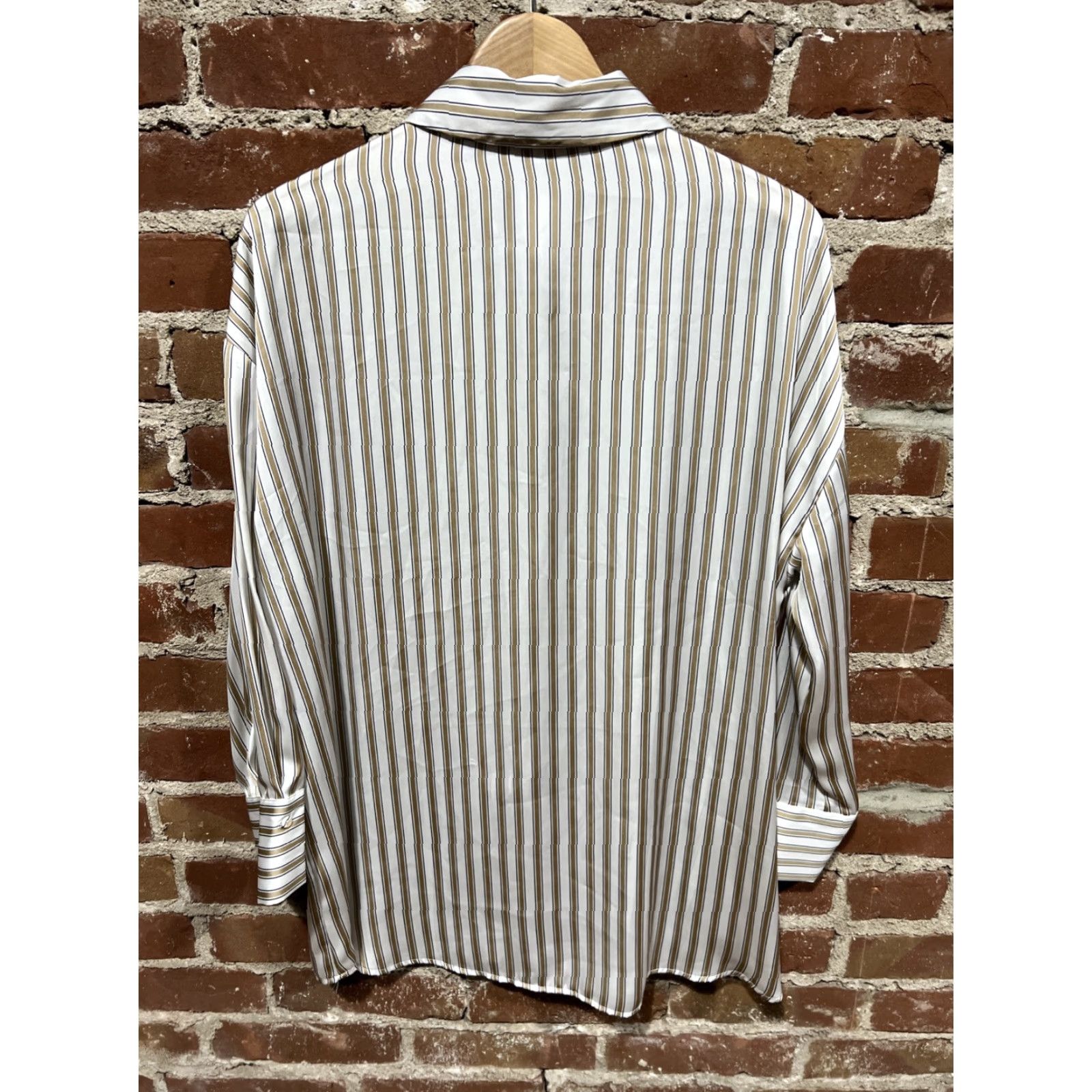Zara Zara Button-Up Tunic Shirt Dress XS Oversized Cream Beige Pinstripe Women Stripe Size XS / US 0-2 / IT 36-38 - 3 Thumbnail