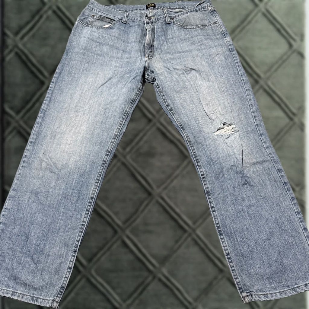 Lee Lee Jeans Jeans Men Distressed Light Wash 5-Pocket Classic Straight Fit 38x29 Blue Size US 38 / EU 54 - 1 Thumbnail