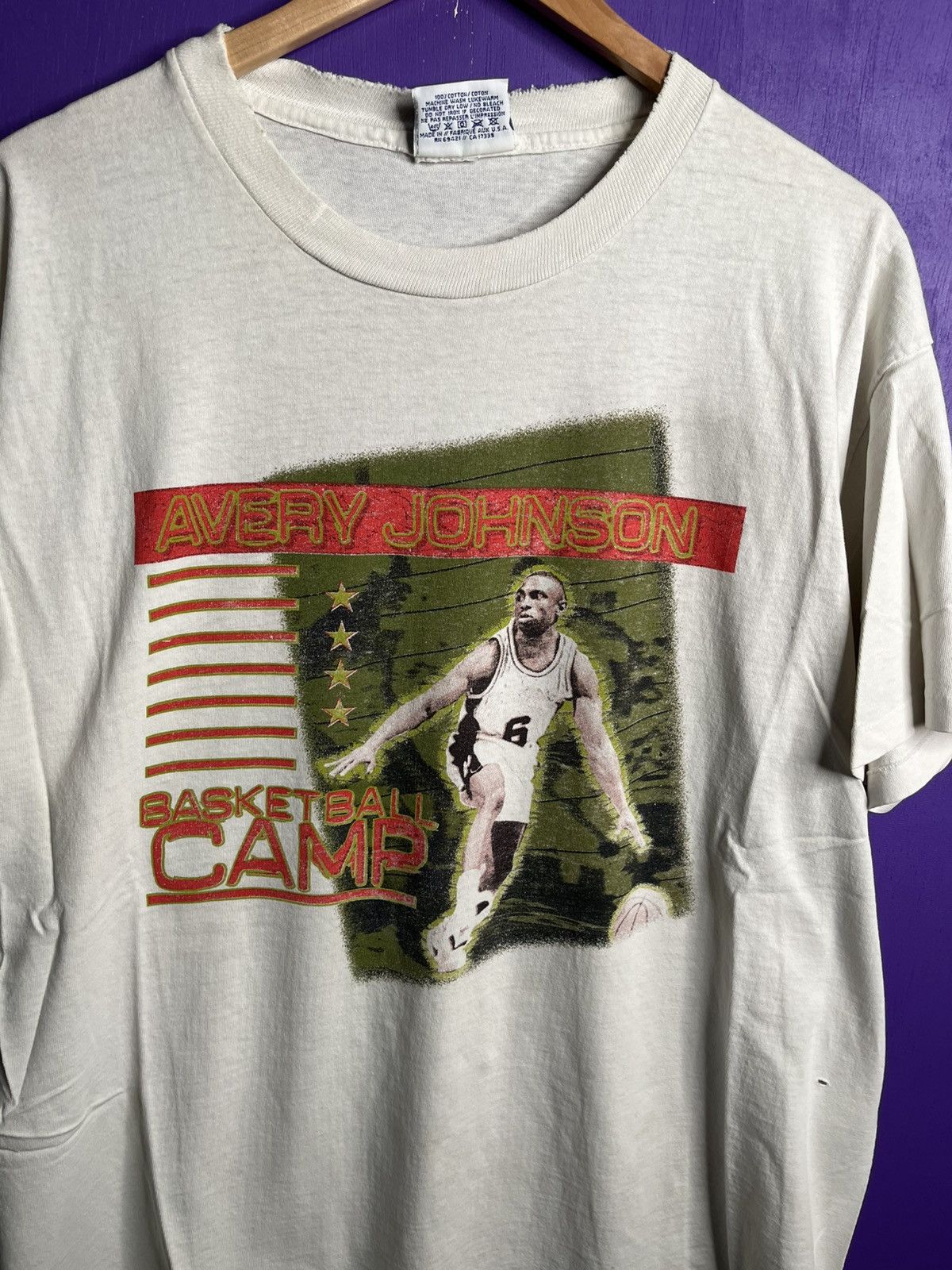 NBA × Reebok × Vintage Vintage 90s Reebok Avery Johnson spurs basketball camp tee Size US XL / EU 56 / 4 - 3 Thumbnail