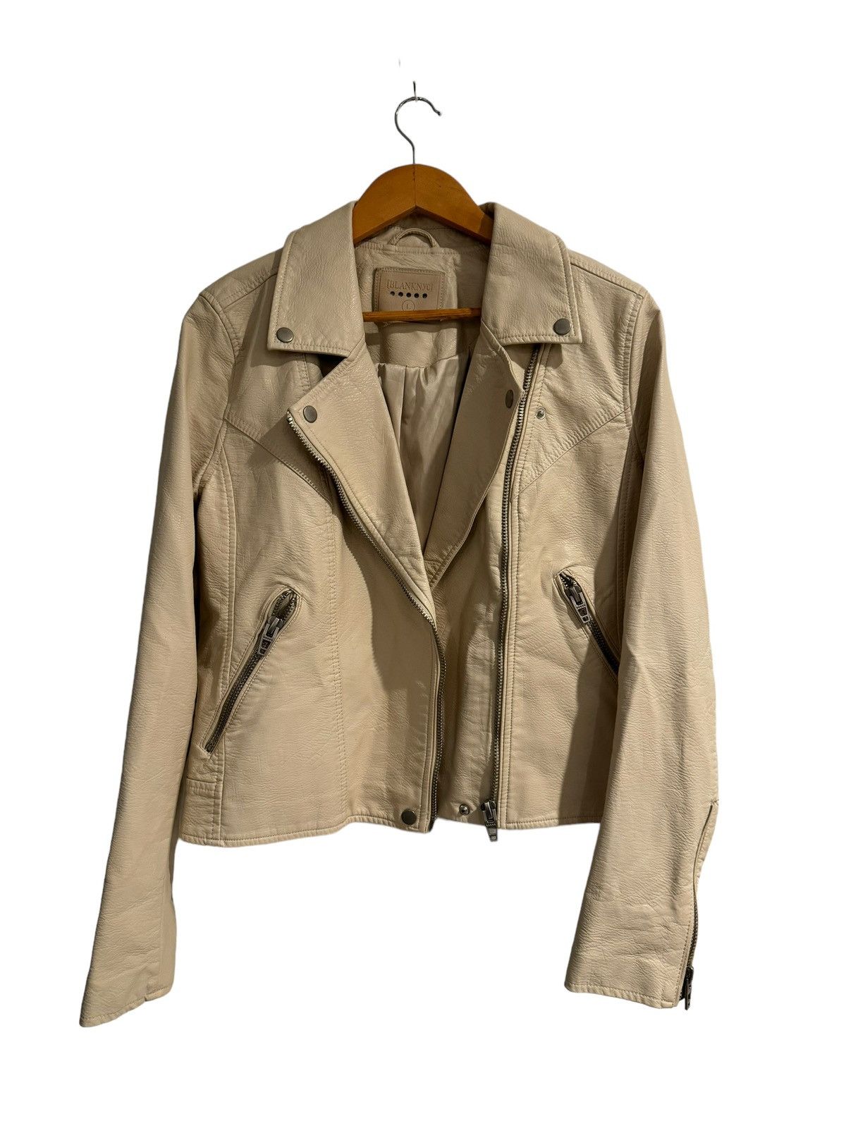 image of Blank NYC Leather Jacket in Cream, Women's (Size Large)