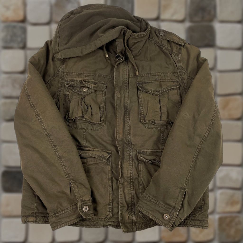 Vintage Columbia Jacket Mens Large Brown Field Cargo Military Hooded Sherpa Lined Canvas Size US L / EU 52-54 / 3 - 1 Thumbnail