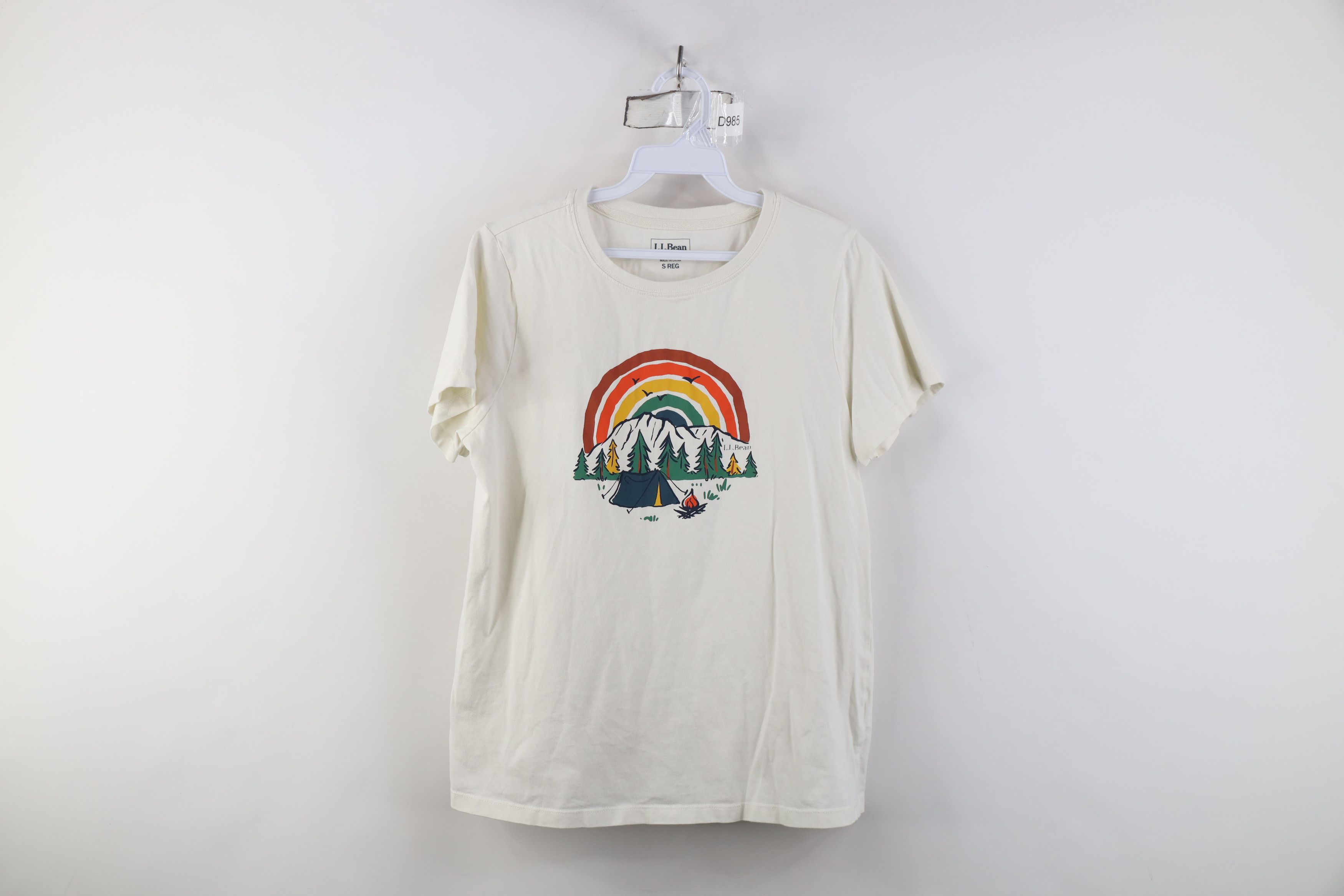 L.L. Bean LL Bean Rainbow Camping Short Sleeve T-Shirt Cream Cotton Size S / US 4 / IT 40 - 1 Thumbnail