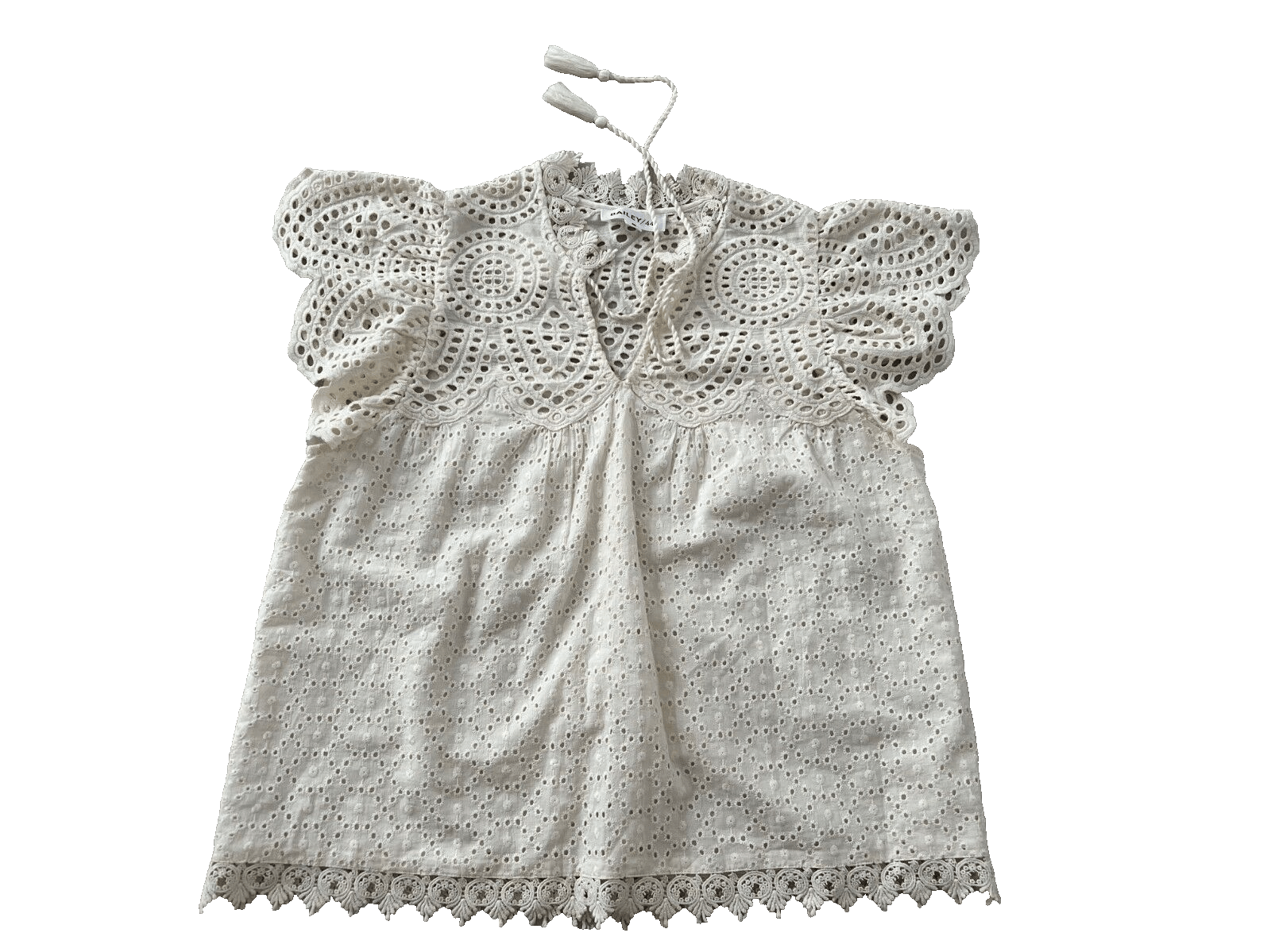 Bailey 44 Eyelet Lace Tassel Top Off White ( M )