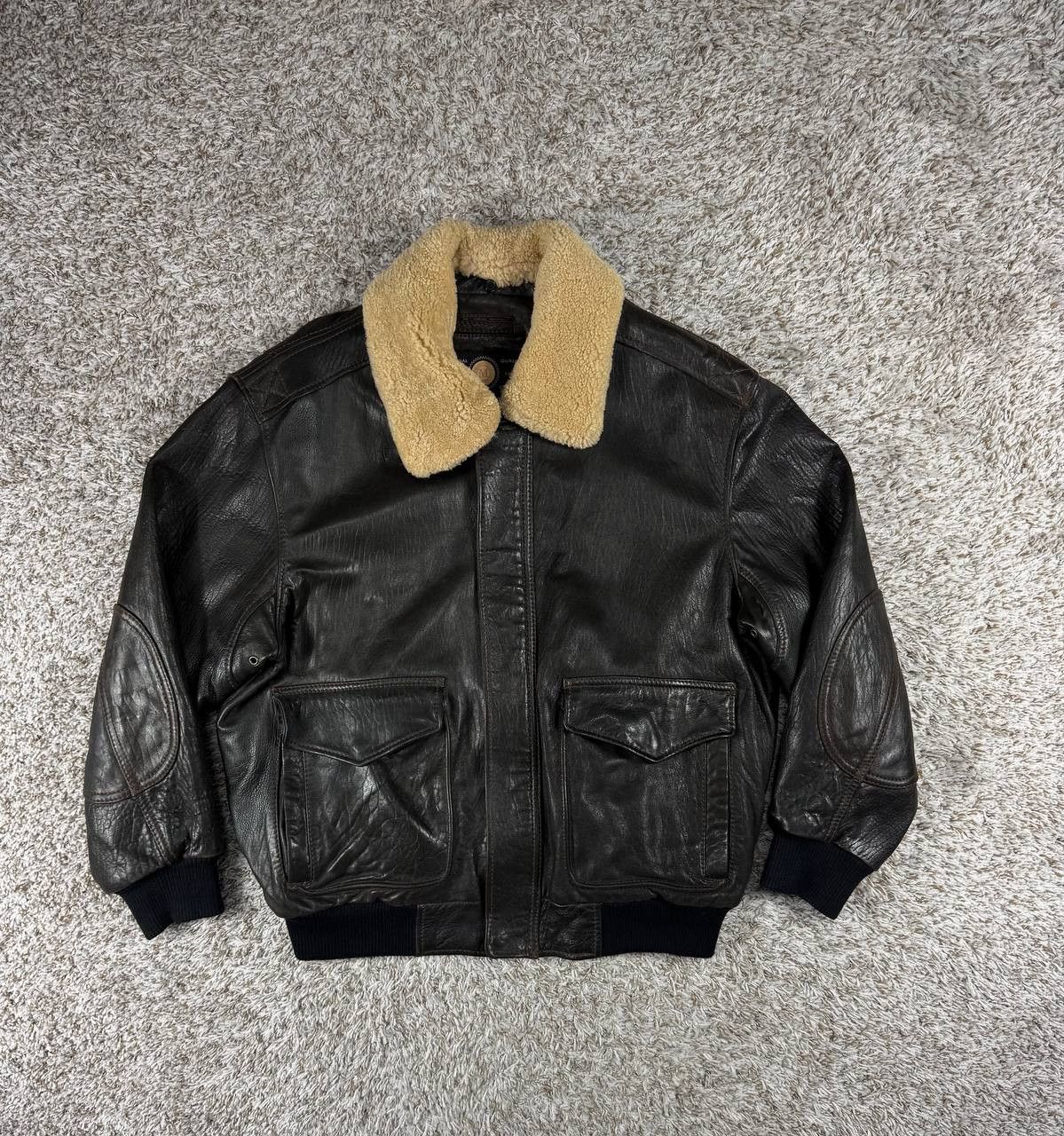Andrew Marc 2005 Marc New York Leather Bomber Jacket Shearling Collar Size US XL / EU 56 / 4 - 1 Thumbnail