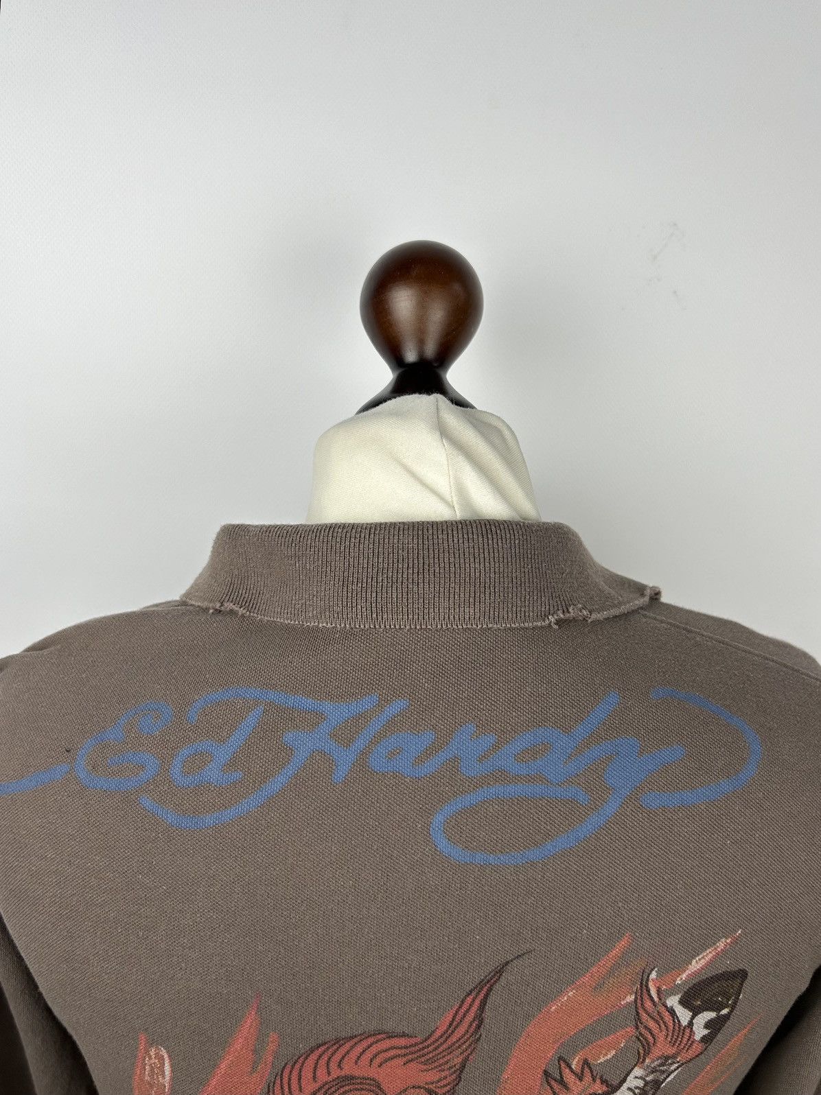 Ed Hardy Vintage Ed Hardy Brown Skulls Fire Avant Garde Top Polo Size S / US 4 / IT 40 - 3 Thumbnail