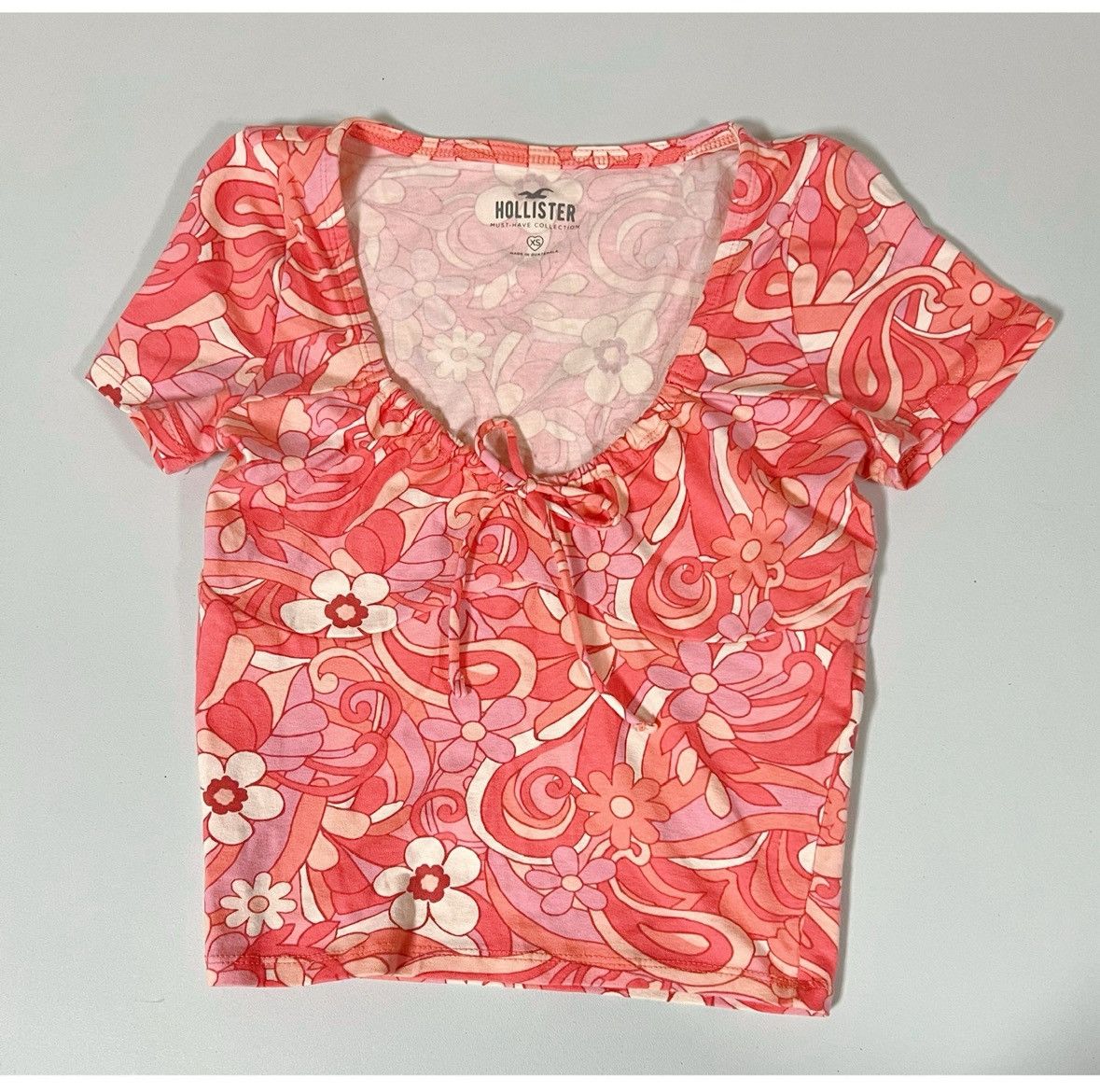 Hollister Hollister Pink Groovy Retro Floral Top T-Shirt Tee Size XS 💗 Size XS / US 0-2 / IT 36-38 - 1 Thumbnail