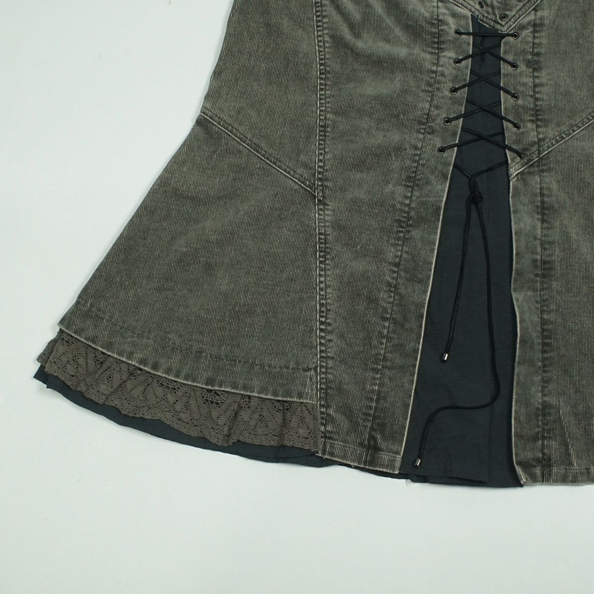 20471120 *NoTariff Vista Fiore Corduroy Bondage Laced Up Skirt Size 26" / US 2 / IT 38 - 6 Thumbnail