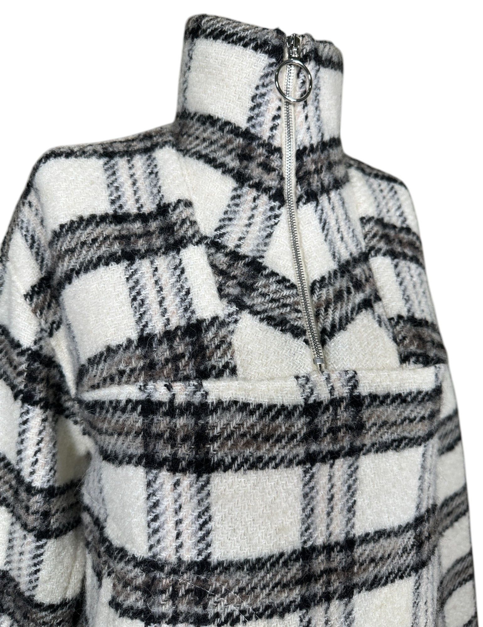 Iro Beige Checked wool-blend sweatshirt jacket Size S / US 4 / IT 40 - 2 Thumbnail