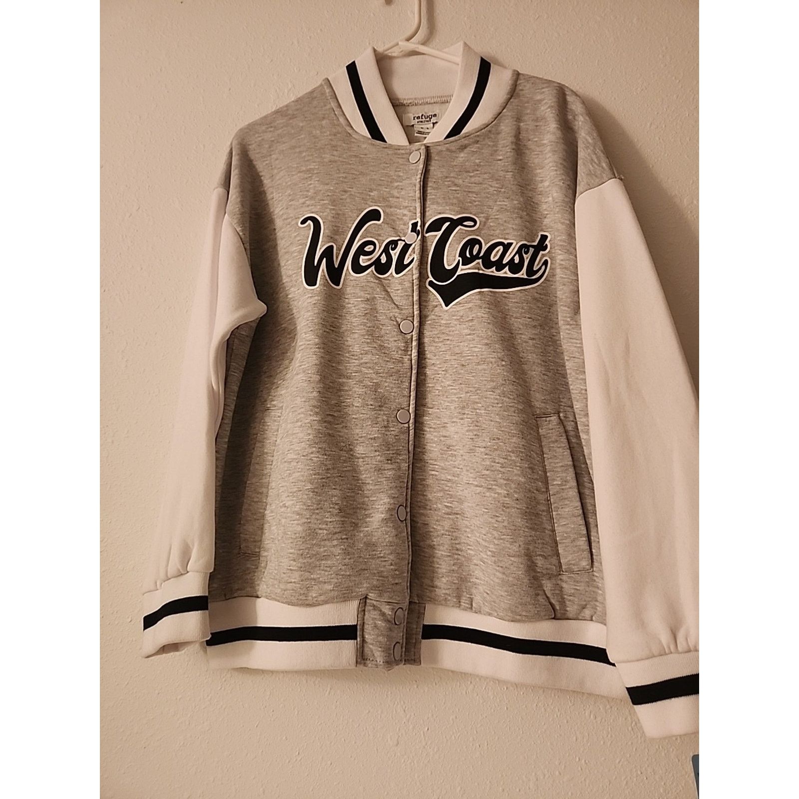 Other Refuge Athletic West Coast Script Gray Varsity Jacket Size M Size M / US 6-8 / IT 42-44 - 3 Thumbnail