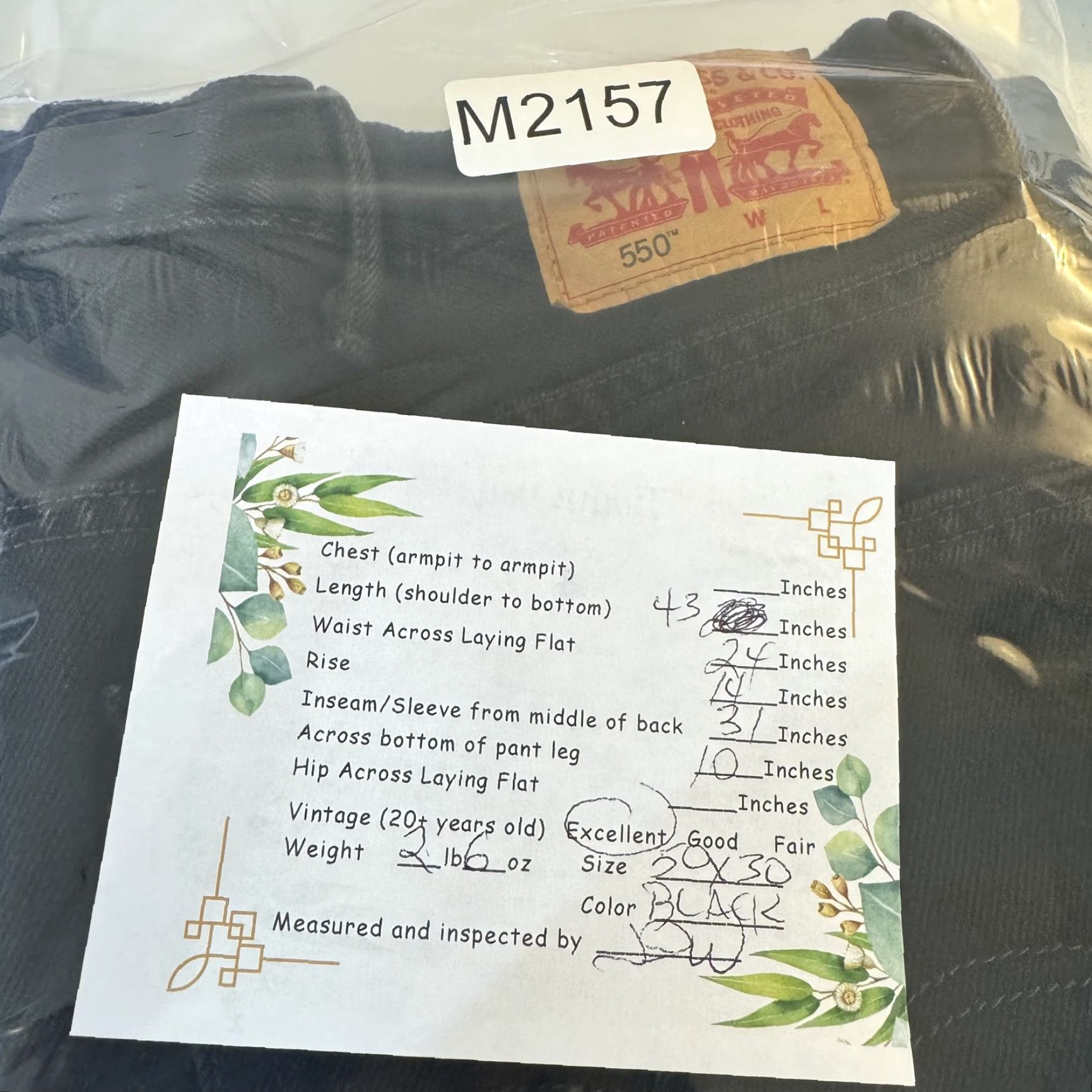 Levi's VINTAGE Levi's 550 Jeans Mens 50x30 Black Relaxed Fit Tapered Leg Denim Pants 100% Cotton Size US 34 / EU 50 - 8 Thumbnail