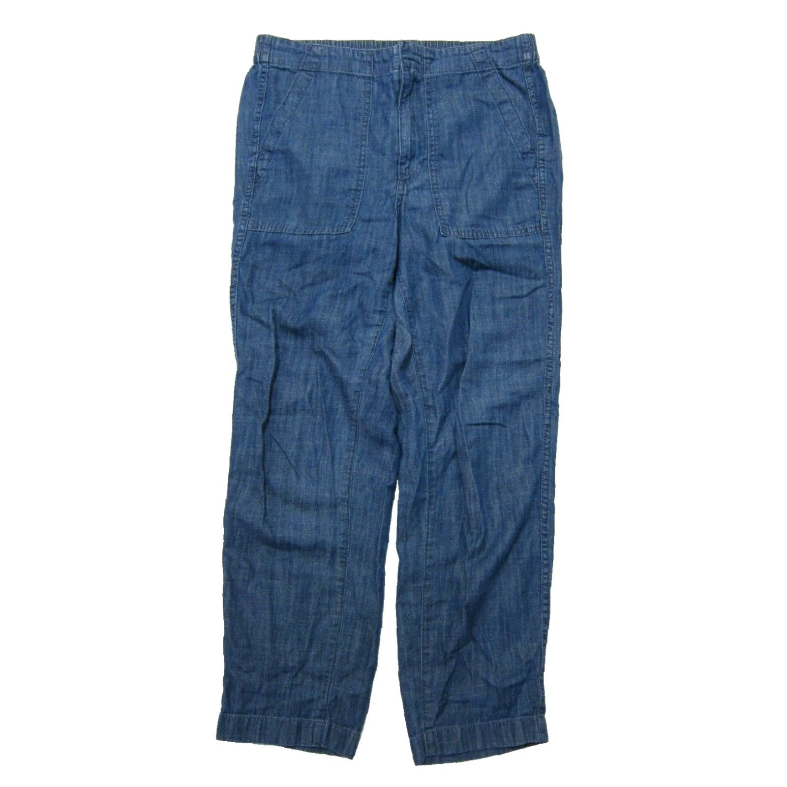 J.Crew J.Crew Cotton Rayon Blue Denim High Rise Wide Leg Flowy Pant Women Size 6/M Size 28" / US 6 / IT 42 - 2 Thumbnail