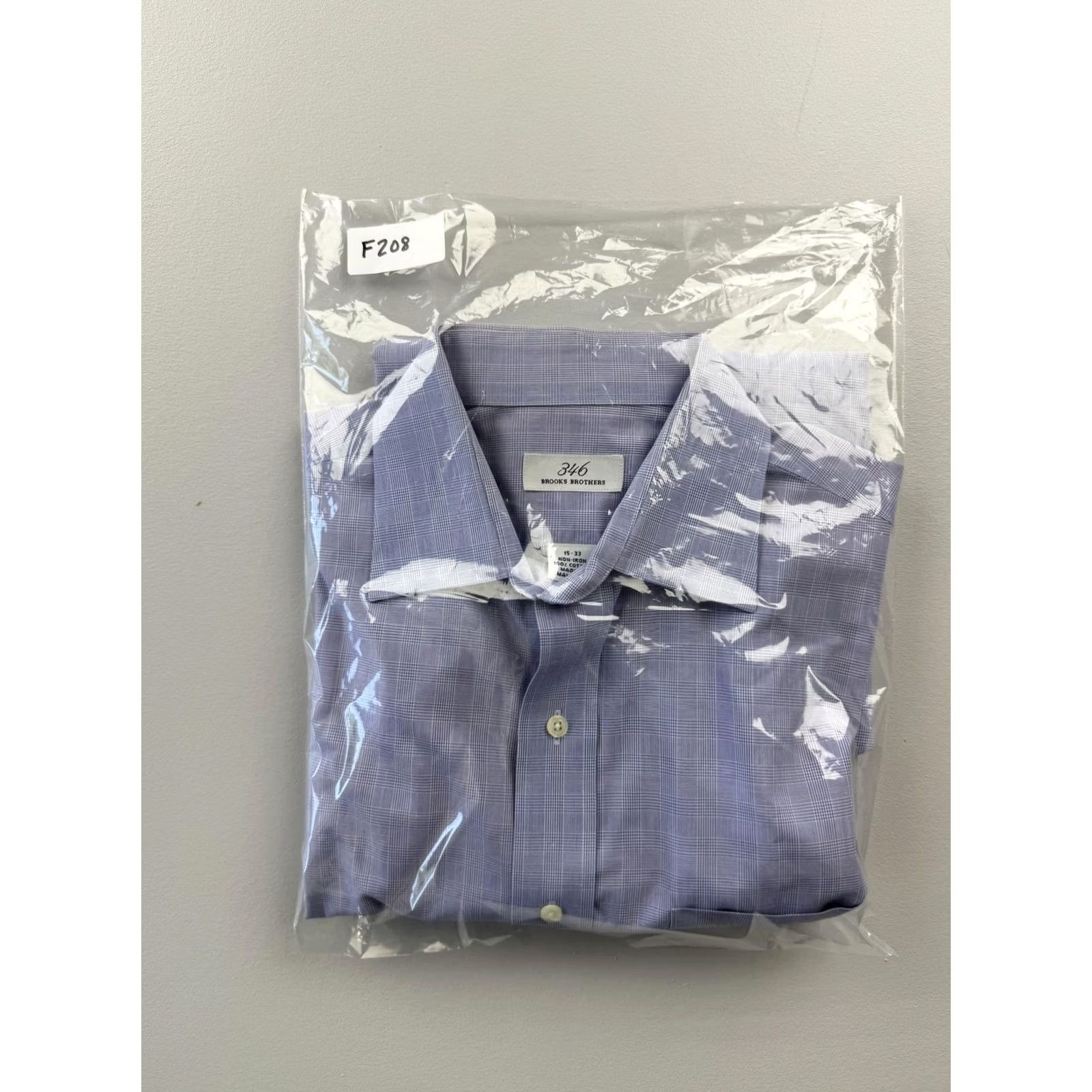 Brooks Brothers Brooks Brothers Dress Shirt Mens 15 32/33 Blue Check Non-Iron French Cuff Cotton Shirt Mens Regular Long Sleeve Button Neck 15 Size 40R - 6 Thumbnail
