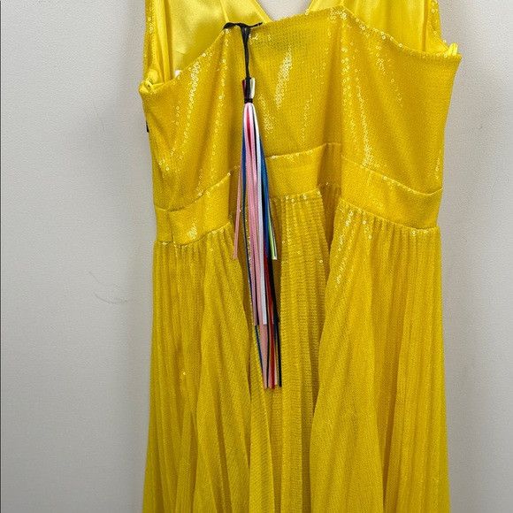 MSGM MSGM all over Yellow Sequin pleated skirt strap sleeve dress Size L / US 10 / IT 46 - 13 Thumbnail