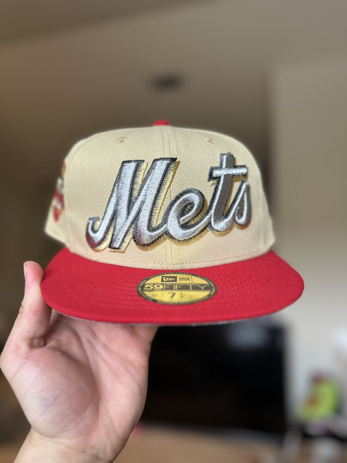 image of Vintage New York Mets 50 Cent Get Rich Or Die Myfitteds 7 1/4 in Vegas Gold, Men's