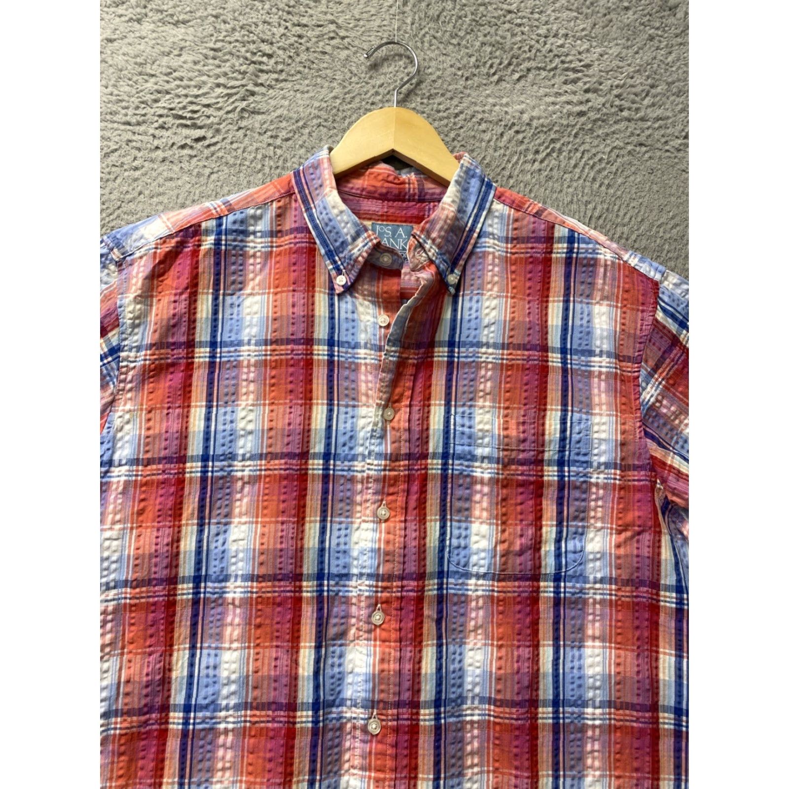 Jos. A. Bank Jos. A. Bank Button Down Shirt Sz L Light Blue Cotton Seersucker Modern Size US L / EU 52-54 / 3 - 3 Thumbnail