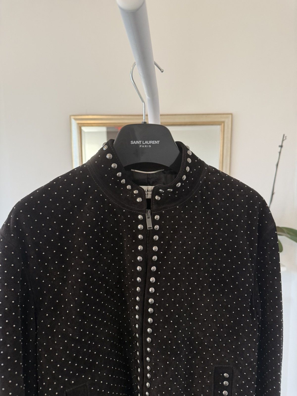 Saint Laurent Paris Saint Laurent Calf Leather Suede Studded Bomber Jacket Size US S / EU 44-46 / 1 - 7 Thumbnail