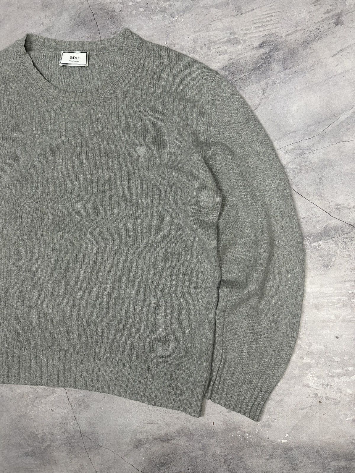 AMI AMI Grey Sweater Merino Cashmere Knit Size US L / EU 52-54 / 3 - 2 Thumbnail